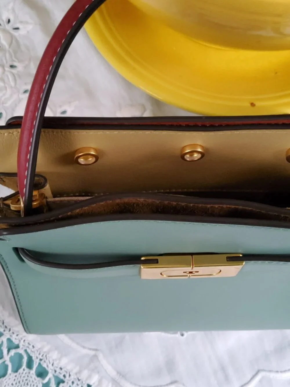 Tory Burch Lee Radziwill Petite Double Bag in Rivulet Like New